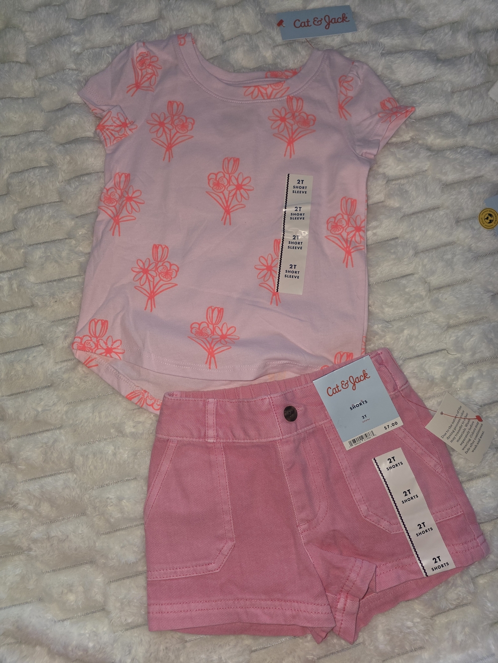Cat & Jack Pink Floral Tee with Pink Shorts